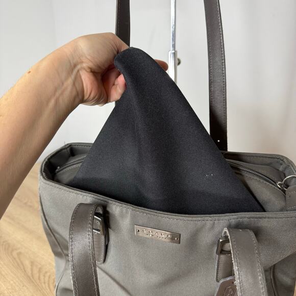 Coach Vintage Plain Gray and Brown Shoulder Bag Medium - Picture 6 of 11